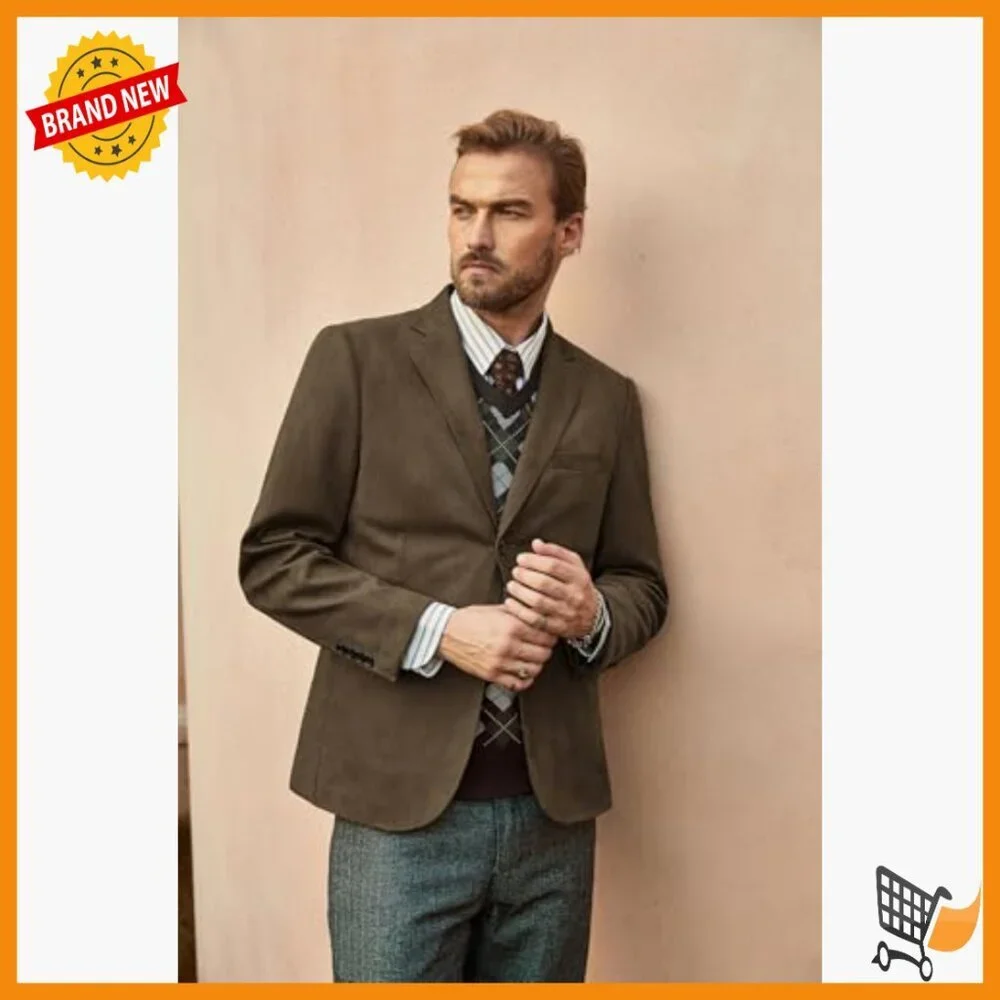 Faux Leather Sport Blazer, Notch Collar, Two-Button Design, Pockets